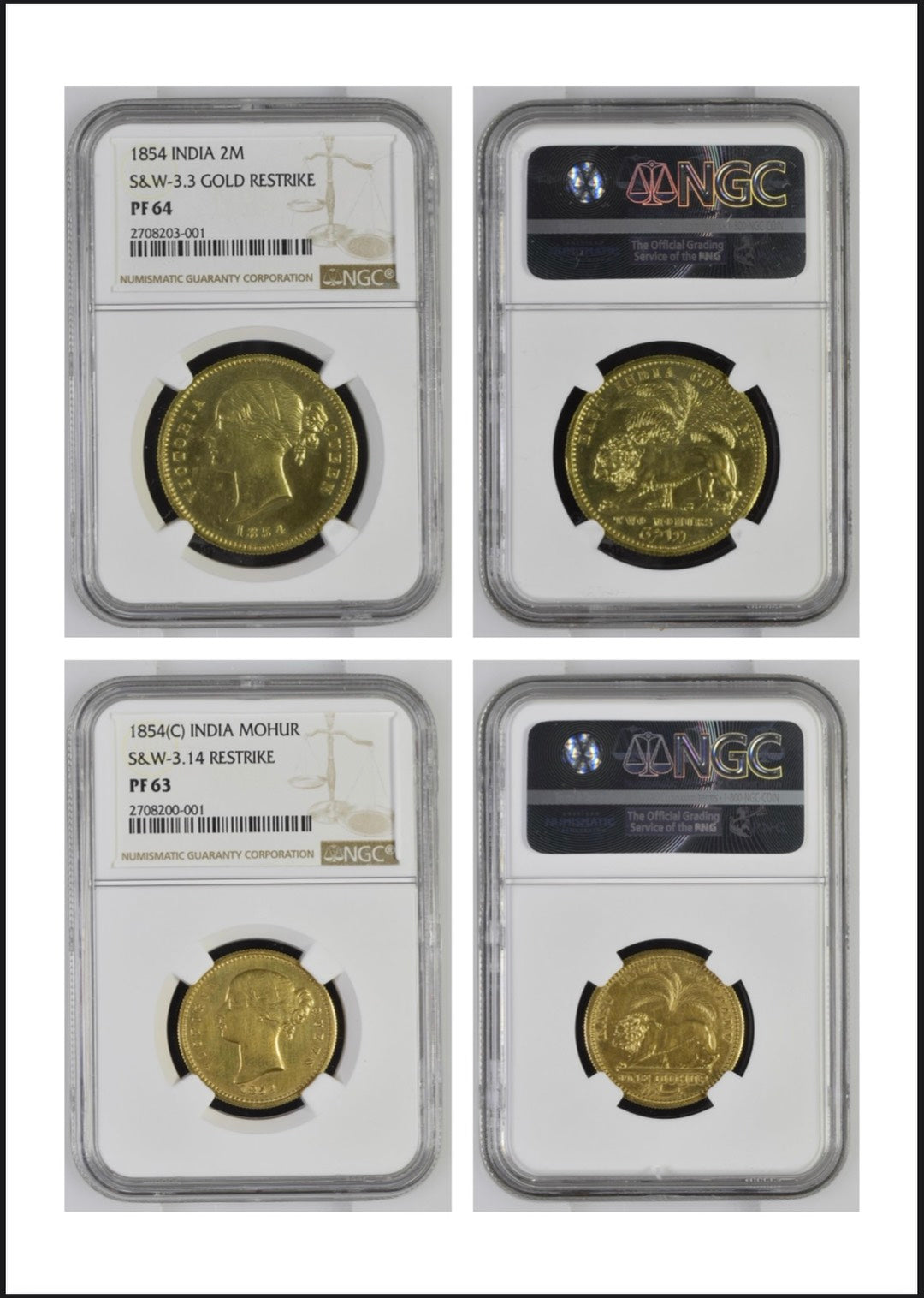 1854年 英領インド 東インド会社 リストライク試鋳金貨 4点セット(NGC/PF64u0026PF63) – cocoin.jp