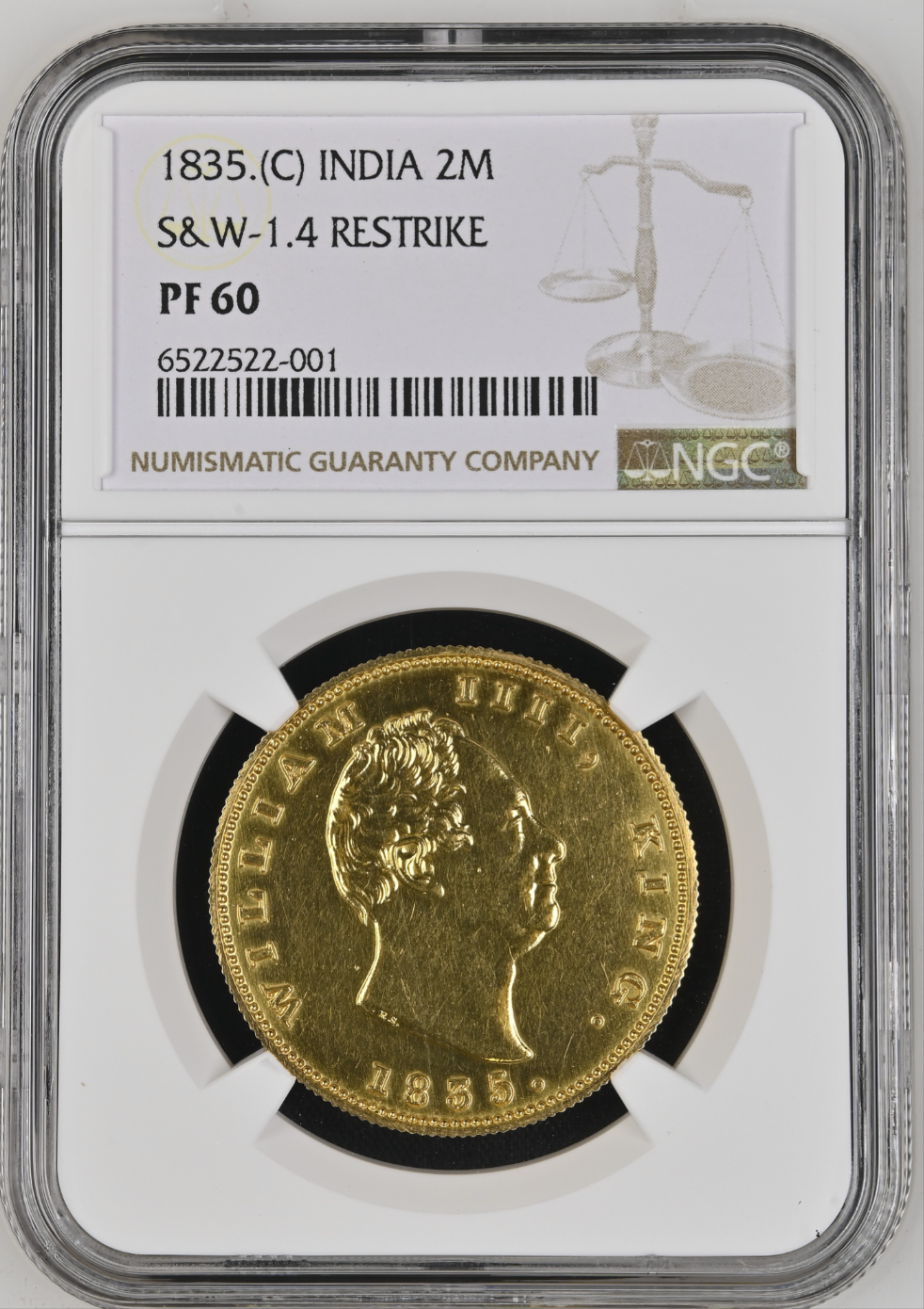 1835年英領インド東インド会社 ウィリアム4世 2モハール金貨(NGC/PR60) – cocoin.jp