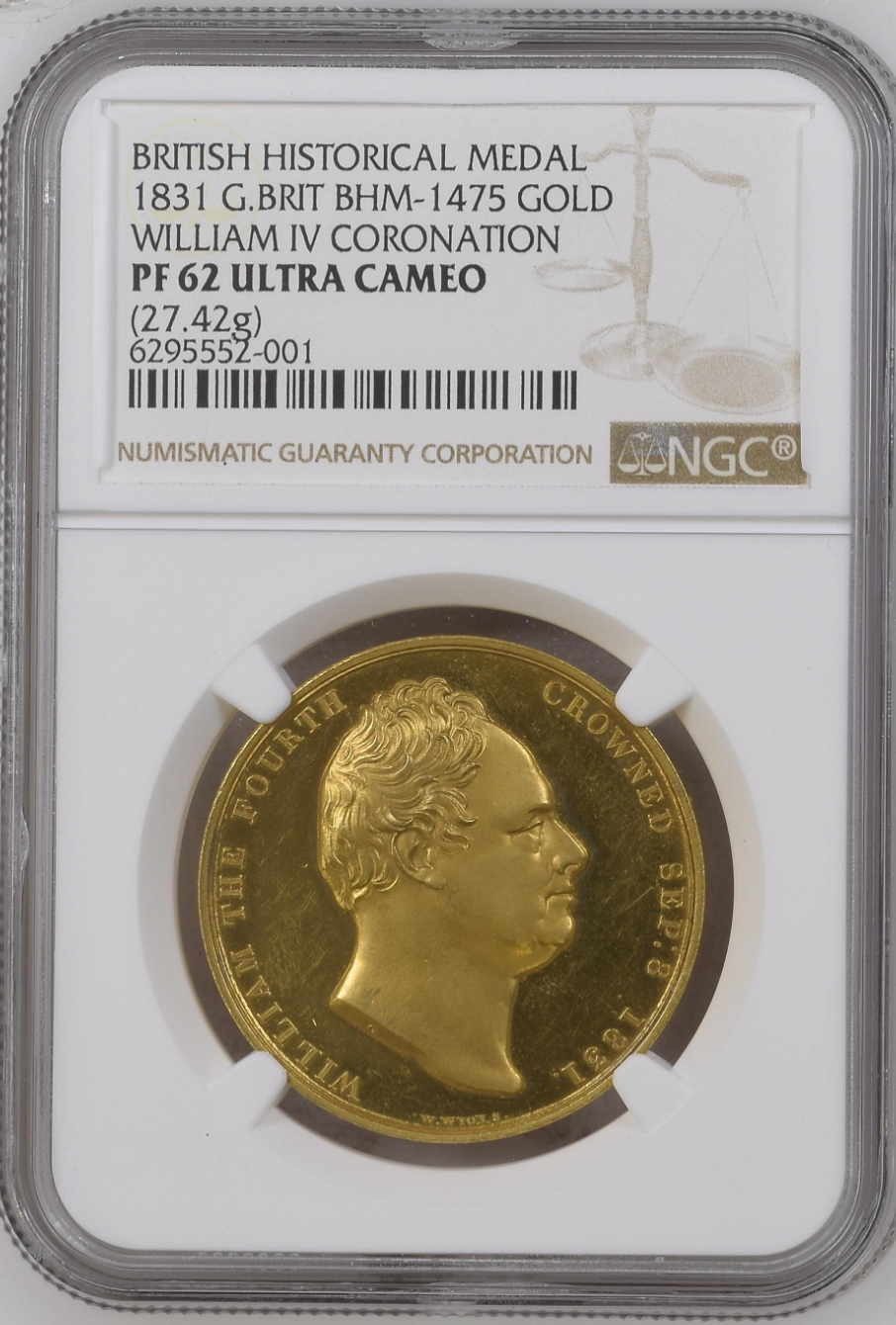 1831年 イギリス ウィリアム4世 戴冠記念銅メダル イギリス ウィリアム4世戴冠記念 1831年 銅メダル NGC MS64BN
