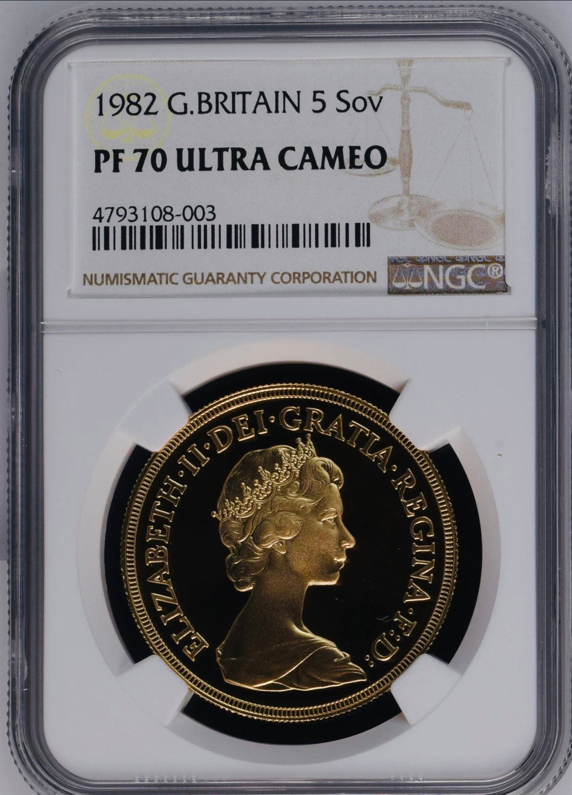 1982年 エリザベス2世 5ポンド金貨(NGC/PF70 ULTRA CAMEO) – cocoin.jp