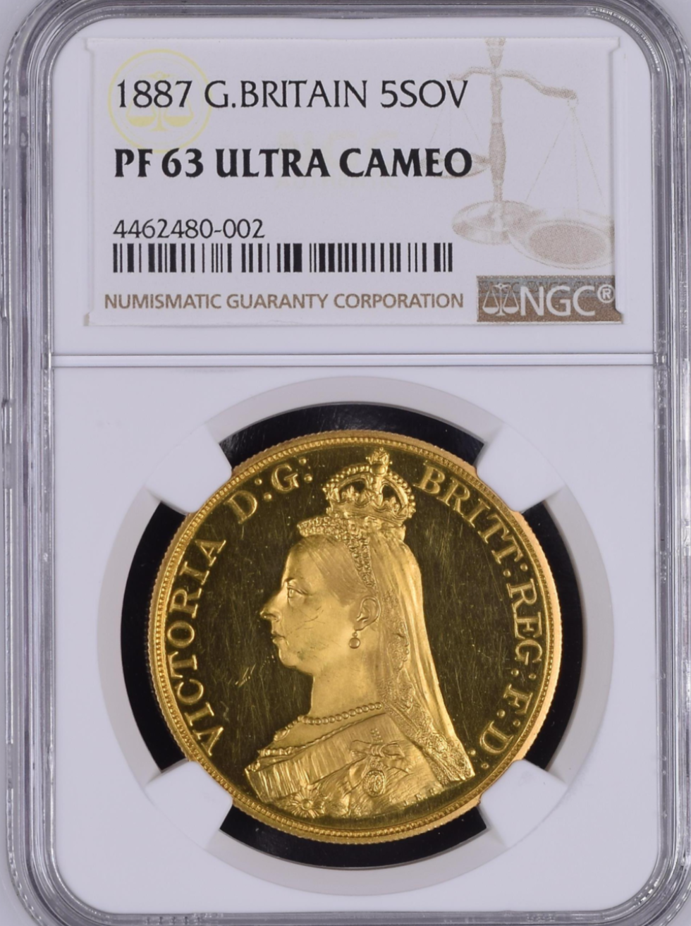 1887年 ヴィクトリア女王 ”ジュビリーヘッド”5ポンドプルーフ金貨(NGC 1887年 ヴィクトリア女王 ”ジュビリーヘッド”5ポンドプルーフ金貨(NGC