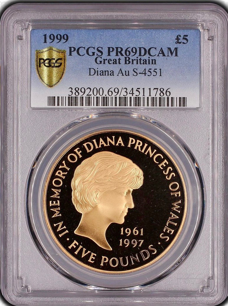 1999年 イギリス ダイアナ妃 追悼記念 5ポンド 銀貨プルーフ NGC