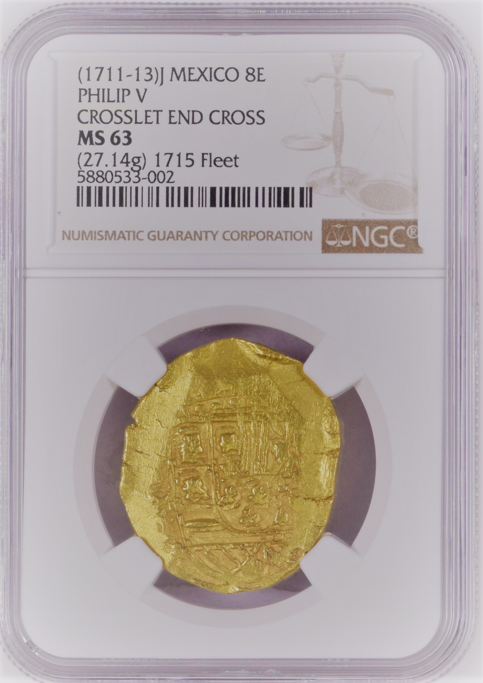 1715年 ”沈没船金貨” フェリペ5世 COBコイン(NGC/MS63) – cocoin.jp