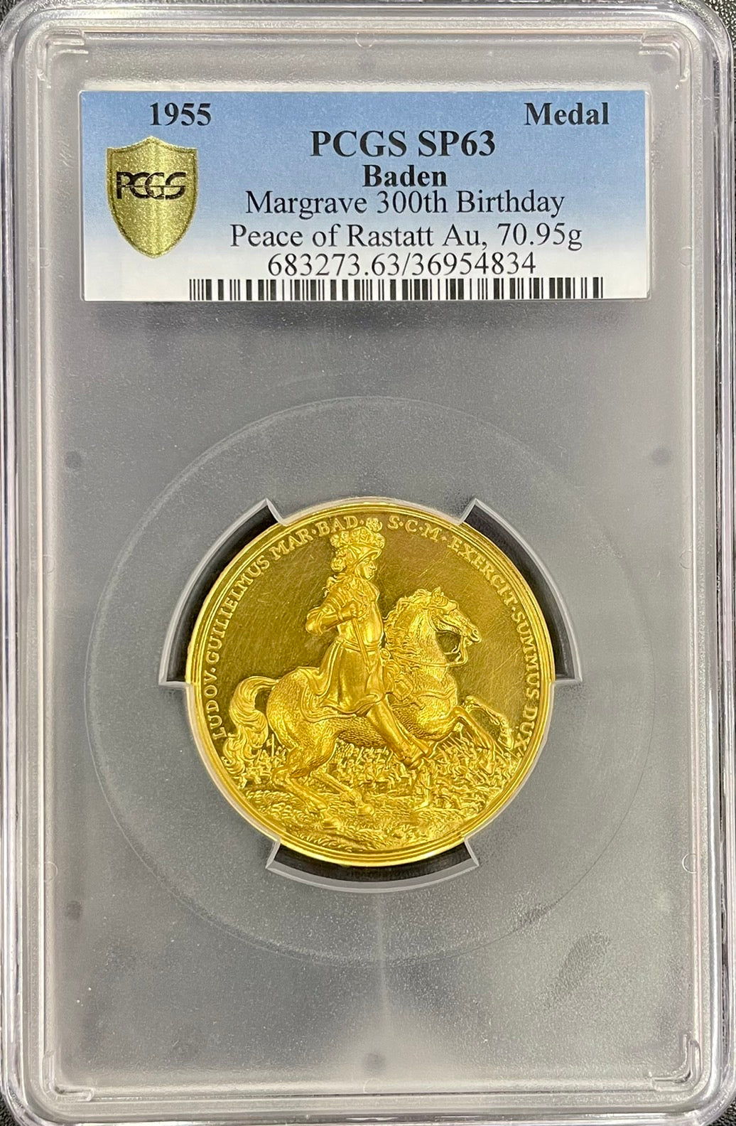 1955年 ルードヴィヒ・ヴィルヘルム生誕300周年記念 金メダル(PCGS 