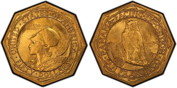 1915年　パナマ・パシフィック オクタゴナル 50ドル金貨(PCGS/MS63)