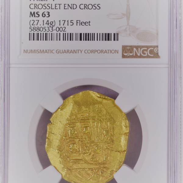 1715年 ”沈没船金貨” フェリペ5世 8エスクード金貨 COBコイン(NGC/MS63 1715年 ”沈没船金貨” フェリペ5世 8エスクード金貨 COBコイン(NGC/MS63