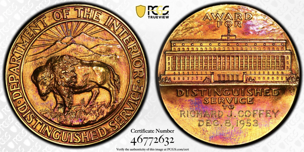 1953年アメリカ合衆国大型金メダル(PCGS/MS63)