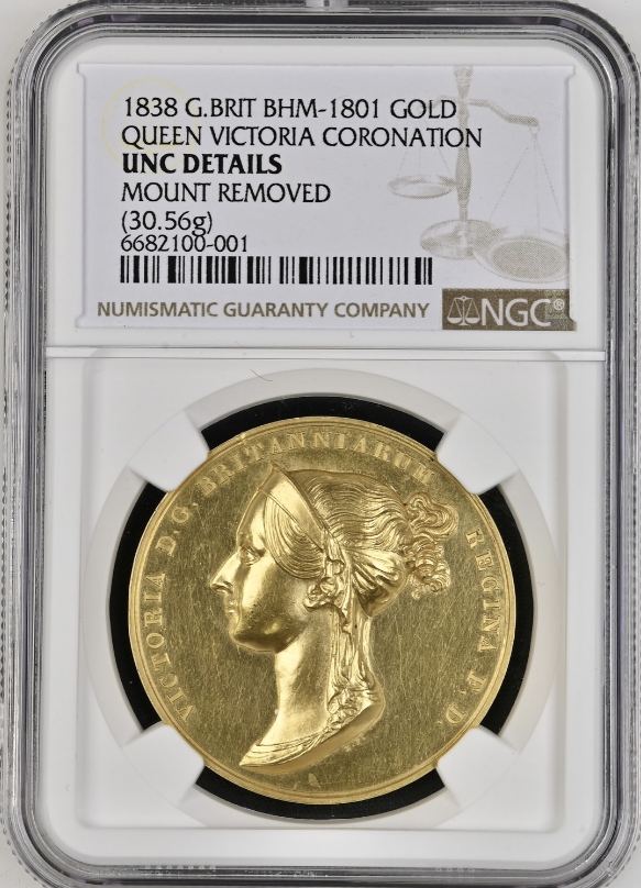 1838年　ヴィクトリア女王戴冠記念金メダル(NGC/UNC Details)