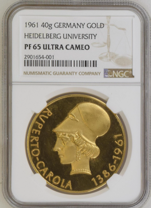 1961年 ドイツ ハイデルベルク大学 大型金メダル(NGC/PF65UCAM)