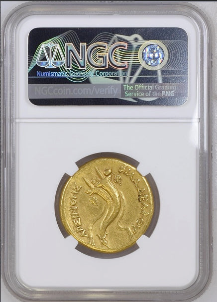 古代エジプト プトレマイオス朝 オクタラクマ金貨 アルシノエ２世（NGC/ChVF5/5/2/5)