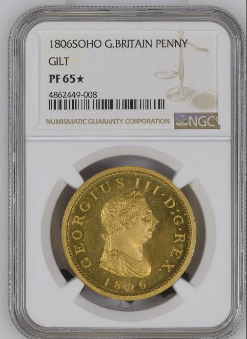 1806年 イギリス  ジョージ３世ペニー銅貨（NGC/PF65★）