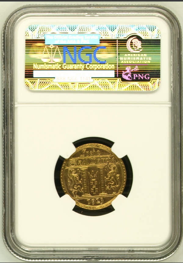 1923年 ダンツィヒ ”ネプチューンと海馬” 25グルデン金貨(NGC/PF62)