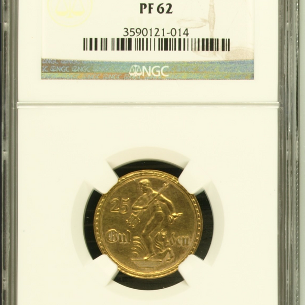 1923年 自由都市ダンツィヒ ”ネプチューンと海馬” グルデン金貨 (NGC