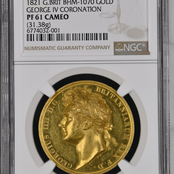 1821年 イギリス ジョージ4世 戴冠式ゴールドメダル（NGC/PF61CAMEO