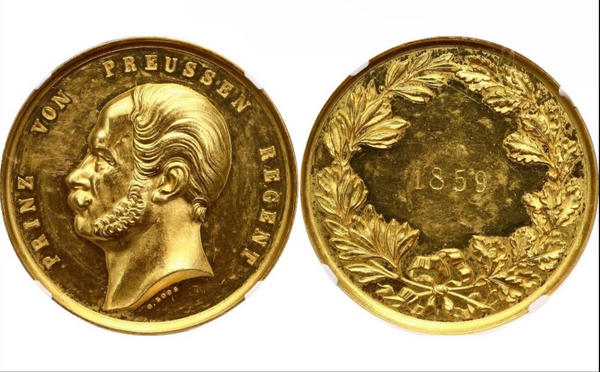 1859年 ドイツ プロイセン ヴィルヘルム1世 12ダカット金貨（NGC/MS60）