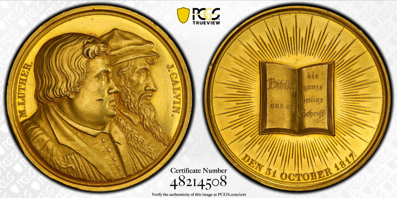 1817年ドイツ プロイセン 宗教改革300周年記念 15ダカット金メダル（PCGS/SP63）