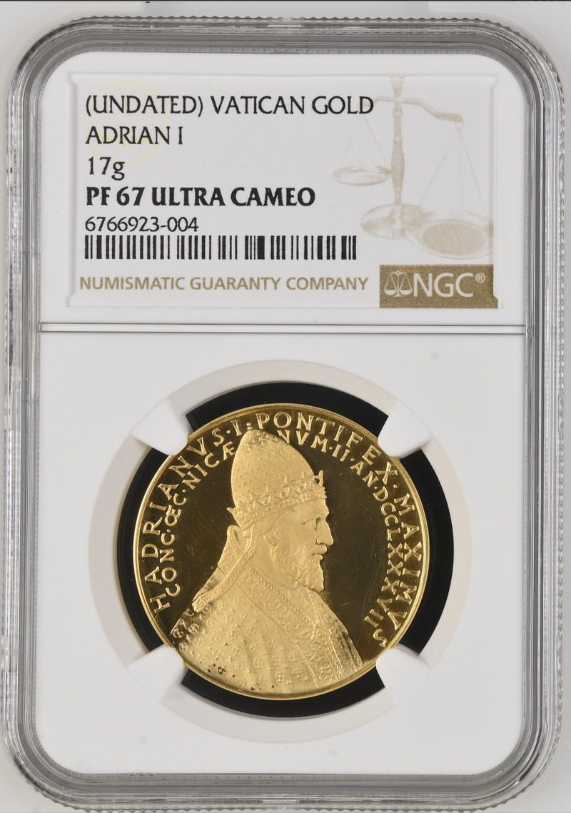 UNDATED バチカン 第95代教皇アドリアン1世 肖像画金メダル(NGC/PF67UCAM)