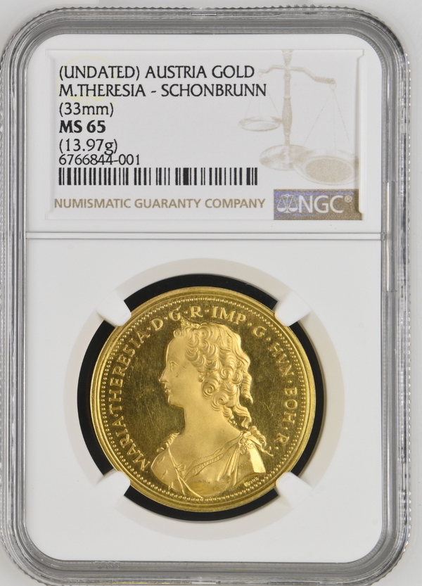 UNDATED オーストリア 神聖ローマ皇后 マリアテレジア ４ダカット金メダル(NGC/MS65)