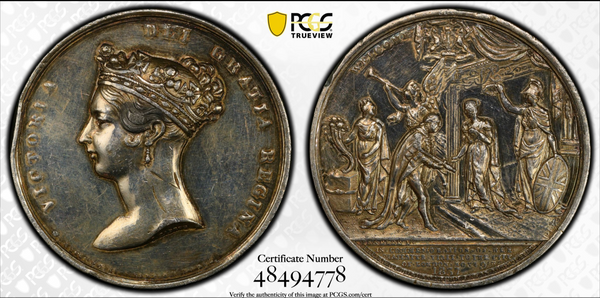 1837年イギリス ヴィクトリア女王 ロンドン市訪問記念 ホワイトメダル(PCGS/DETAIL)