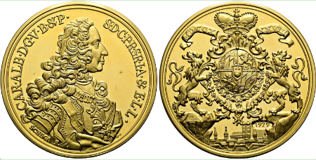 1979 (1739) 年 ドイツ ミュンヘン 神聖ローマ皇帝カール7世 8ダカット金貨 リストライク(裸コイン)