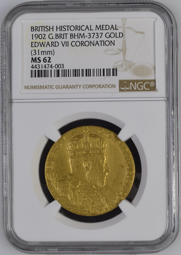 1902年 イギリス エドワード7世 戴冠記念金メダル(NGC/MS62)