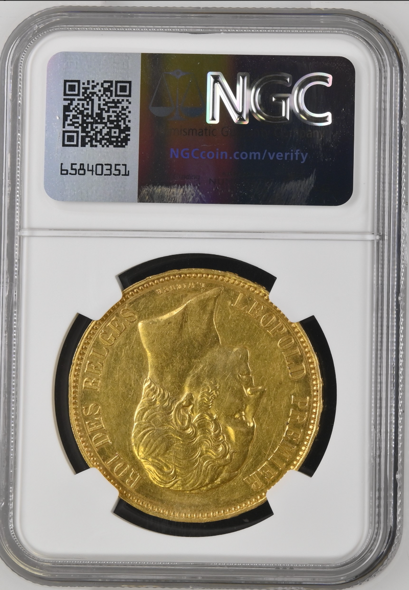 1853年ベルギー レオポルト1世皇太子御成婚記念100フラン金貨(NGCAU 1853年ベルギー レオポルト1世皇太子御成婚記念100フラン金貨(NGCAU