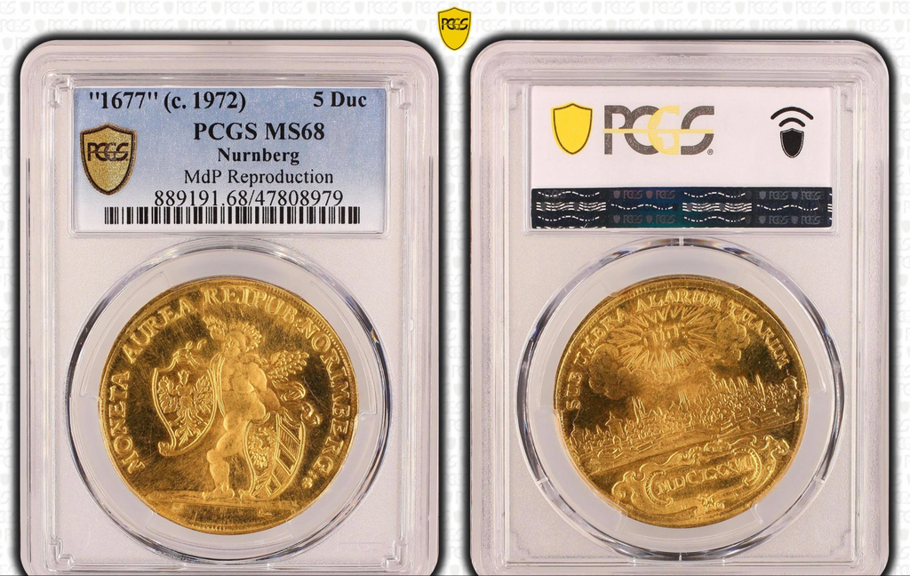 1972年(1677)ドイツ ニュルンベルク都市景観 5ダカット金貨リストライク(PCGS/MS68) – cocoin.jp