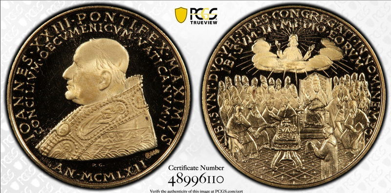 1962年バチカン ヨハネ23世第2回バチカン公会議記念金メダル(PCGS/SP67)