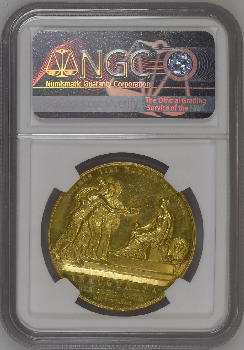 1838年 ヴィクトリア女王戴冠記念金メダル(NGC/UNC DETAILS EDGE DAMAGE)