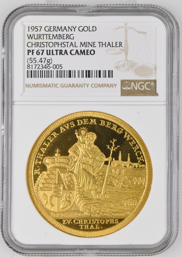 (1740) 1957年ドイツ ヴュルテンベルク  カール・フリードリヒ  リストライク金メダル(NGC/PF67)