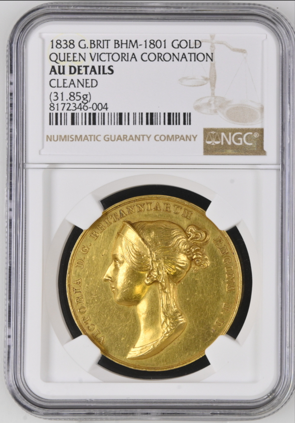 1838年イギリス ヴィクトリア女王 戴冠記念 金メダル(NGC/AU Details)