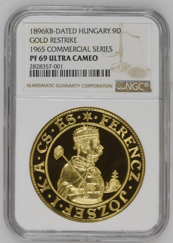 1896年 ハンガリー建国千年記念 9ダカット金貨 リストライク(NGC/PF69UCAM)