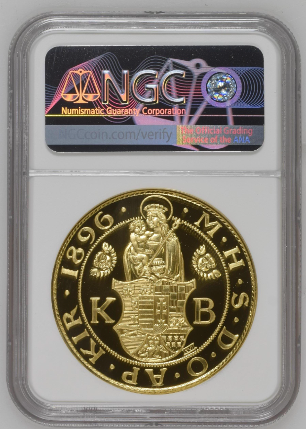 1896年 ハンガリー建国千年記念 9ダカット金貨 リストライク(NGC/PF69UCAM)