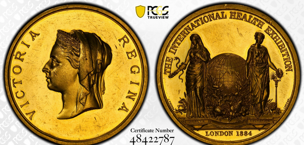 1884年 イギリス ヴィクトリア女王 国際健康博覧会金メダル(PCGS/SP58)