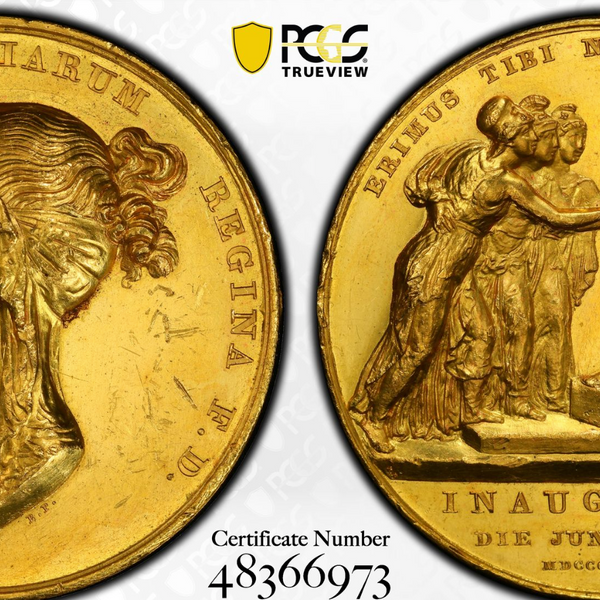 1838年 イギリス ヴィクトリア女王戴冠記念金メダル(PCGS/ UNC DETAILS
