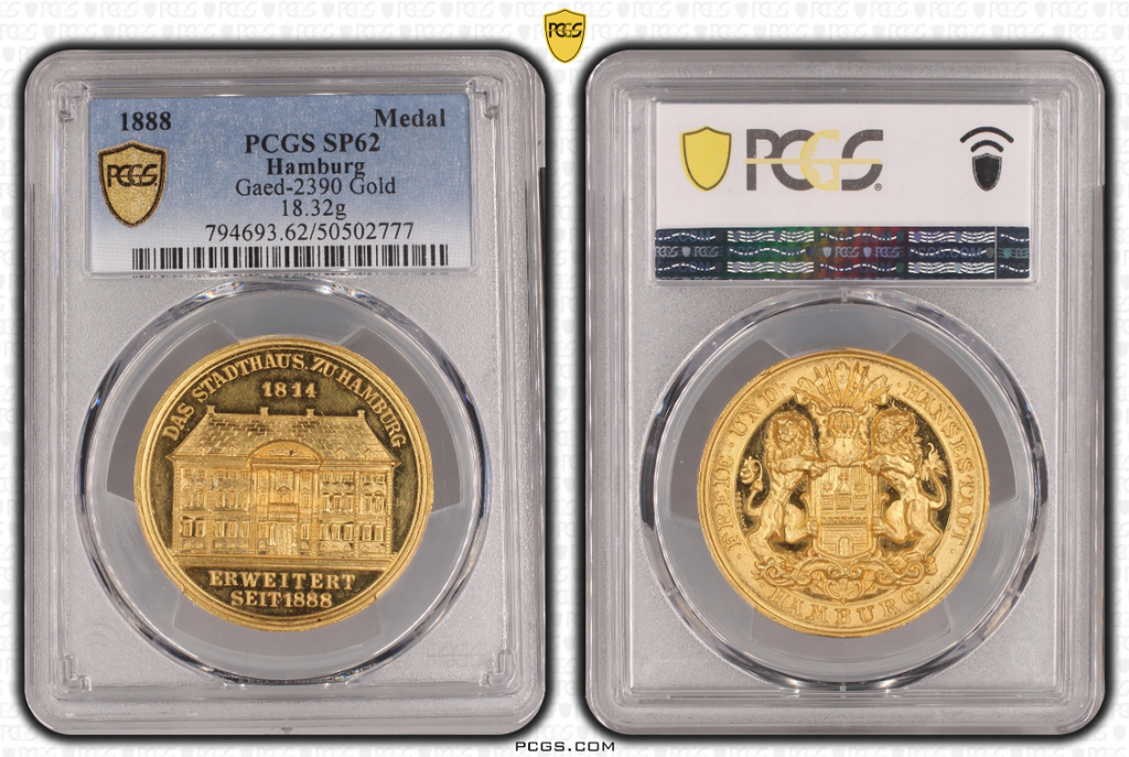 1888年ドイツ ハンブルク市庁舎増築記念金貨 (PCGS/SP62) – cocoin.jp