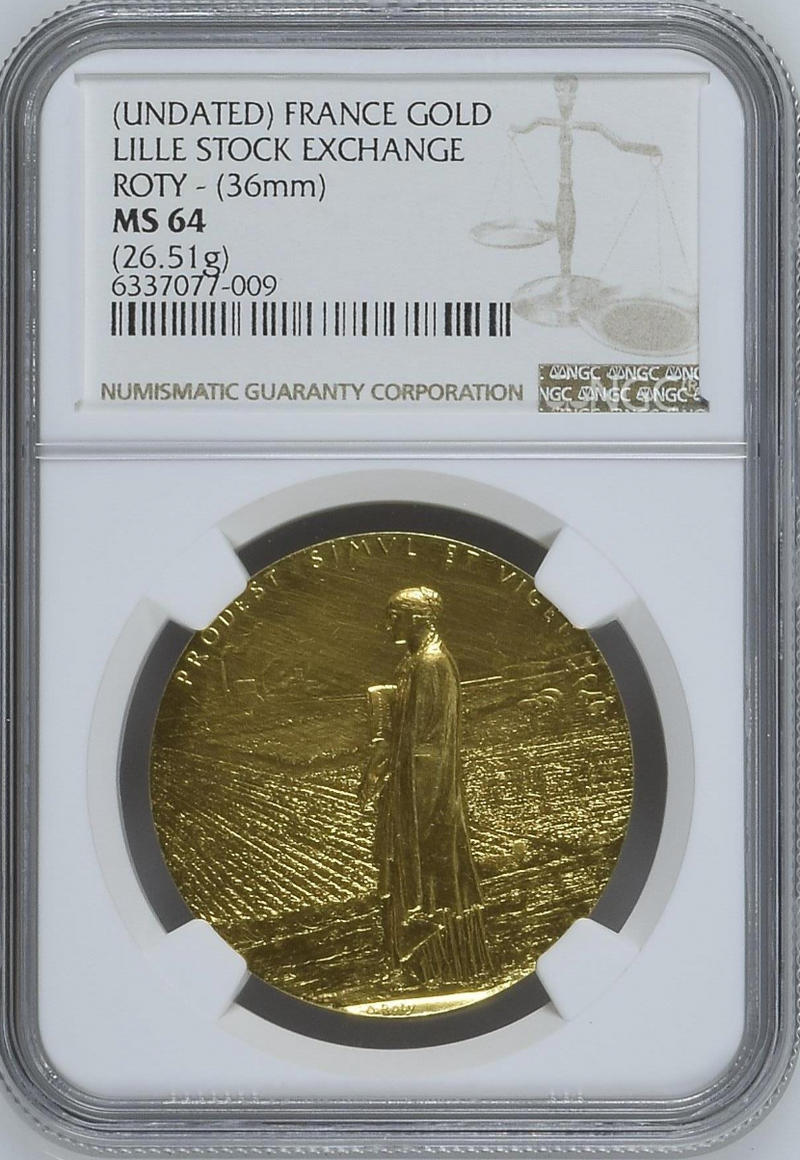 1870-1940年フランス リール旧証券取引所  金メダル(NGC/MS64)