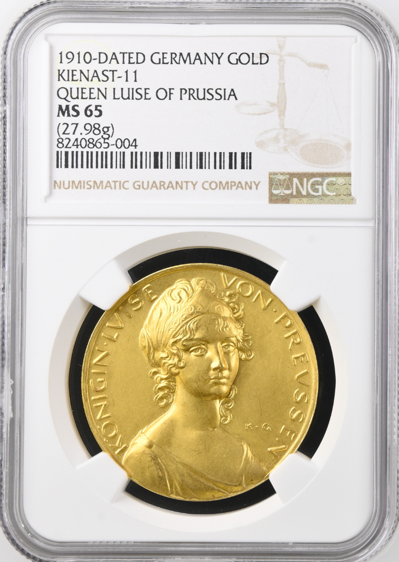 1910年 プロイセン ルイーゼ王妃 没後100周年記念8ダカット金メダル(NGC /MS65)
