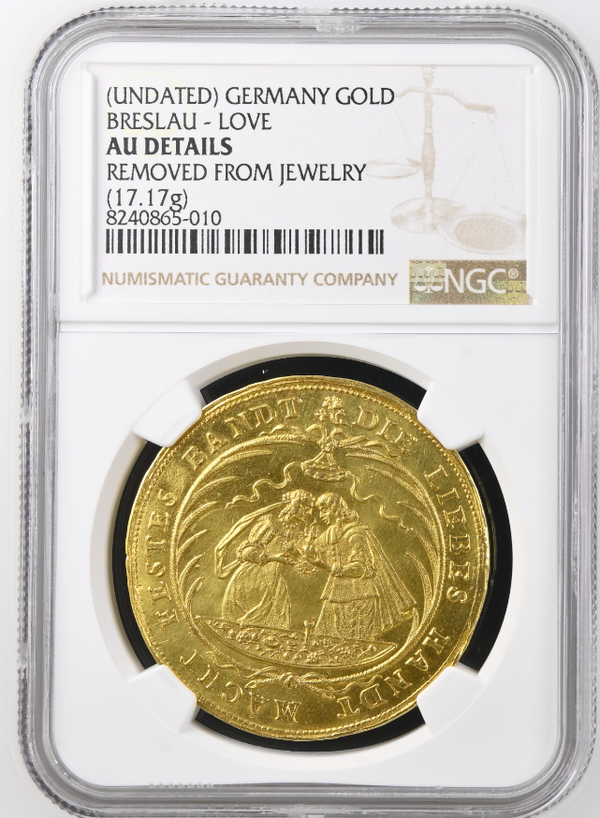 1654-1683年 ドイツ レスラウ市 結婚記念5ダカット金メダル（裸コイン）