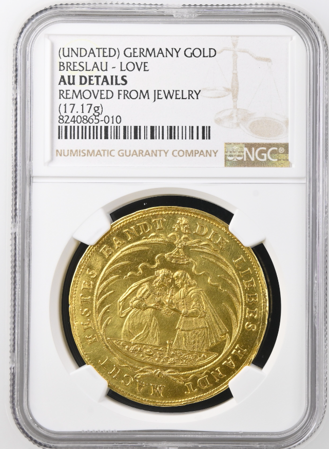 1654-1683年 ドイツ レスラウ市 結婚記念5ダカット金メダル（裸コイン）