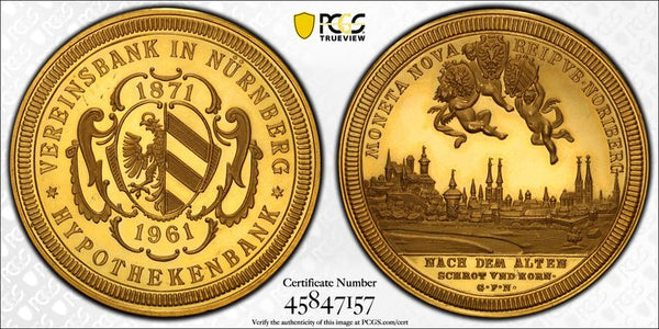 1961年 ドイツ ニュルンベルク 大型金貨 (PCGS/SP65)