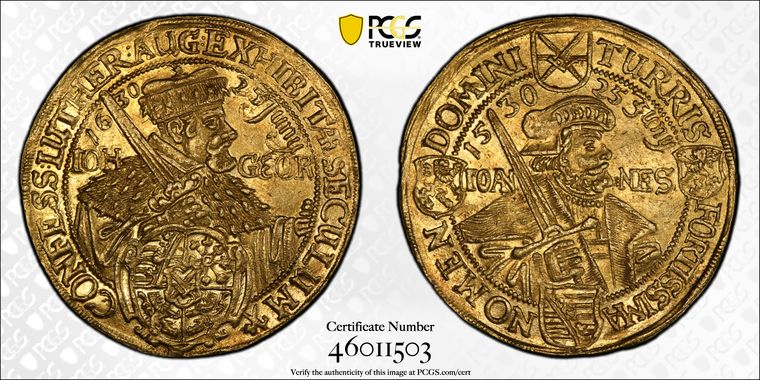 1630 ドイツ ザクセン５ダカット金貨（PCGS/MS62)