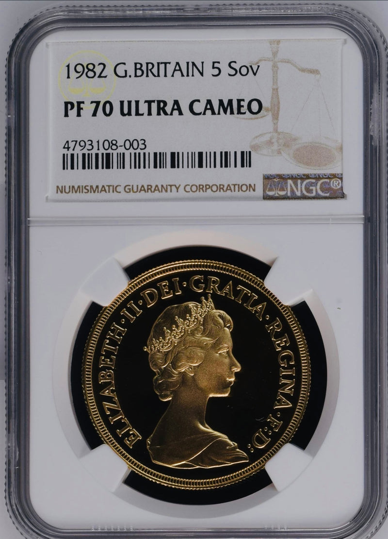 1982年 エリザベス2世 5ポンド金貨(NGC/PF70 ULTRA CAMEO)