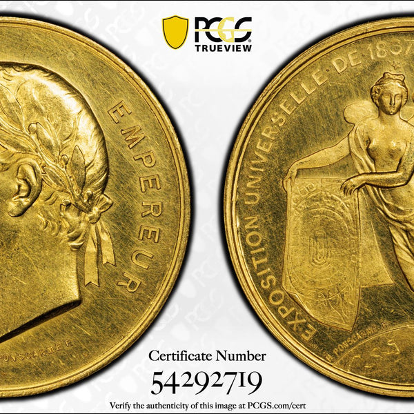 1867年 フランス ナポレオン3世 パリ万国博覧会記念 金メダル（PCGS