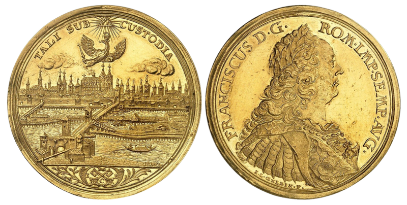 (1745-65) ドイツ  レーゲンスブルグ フランツ1世 6ダカット金メダル (NGC/UNC DETAILS)