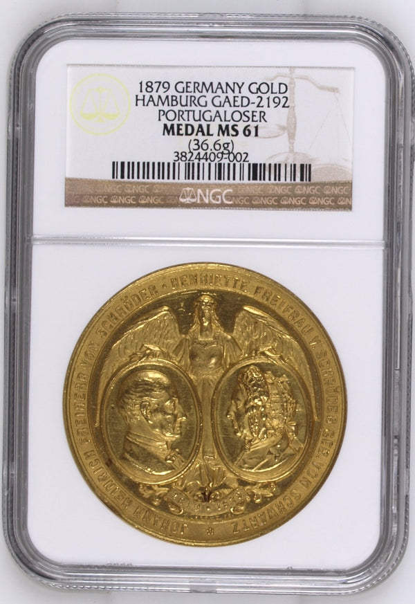 1879年 ドイツ ハンブルク ポルトガレッサー 金メダル（NGC/MS61