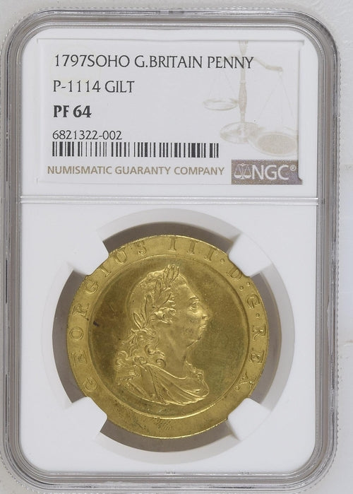 1797 イギリス ジョージ３世 ペニー銅貨（NGC/PR64）