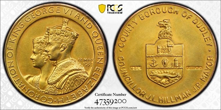 1937年 イギリス ジョージ6世 戴冠記念 金メダル(PCGS/ SP62)
