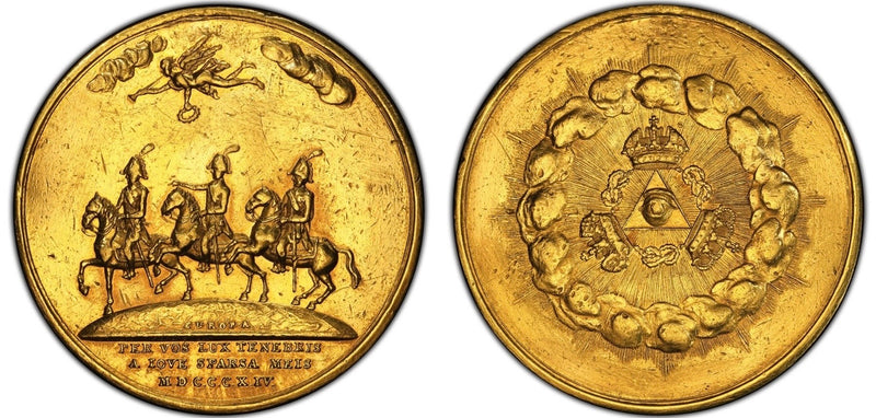 1814年 ドイツ プロイセン パリ条約200周年記念 大型金メダル (PCGS DETAIL)