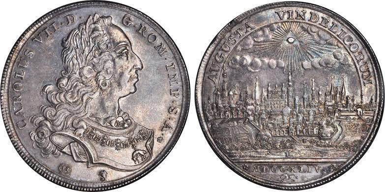 1744年 ドイツ アウグスブルグ 都市景観銀貨 （NGC MS61）